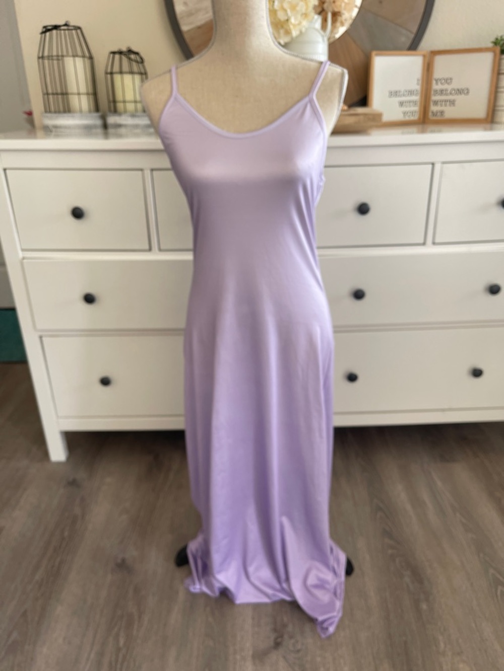 Lavender Slip Maxi Dress - Sleeveless Satin Tank
